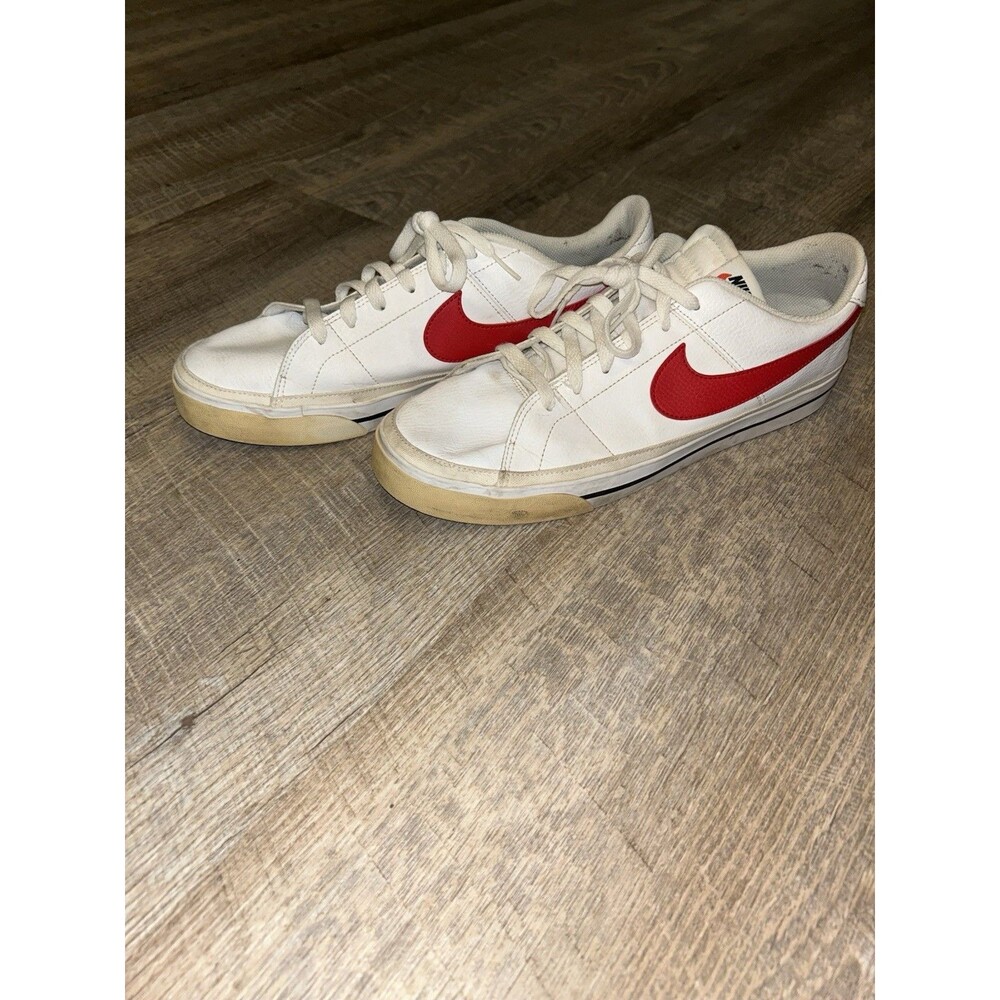 Nike Court Legacy White University Red Men Size 12 Leather Sneakers CU4150-105